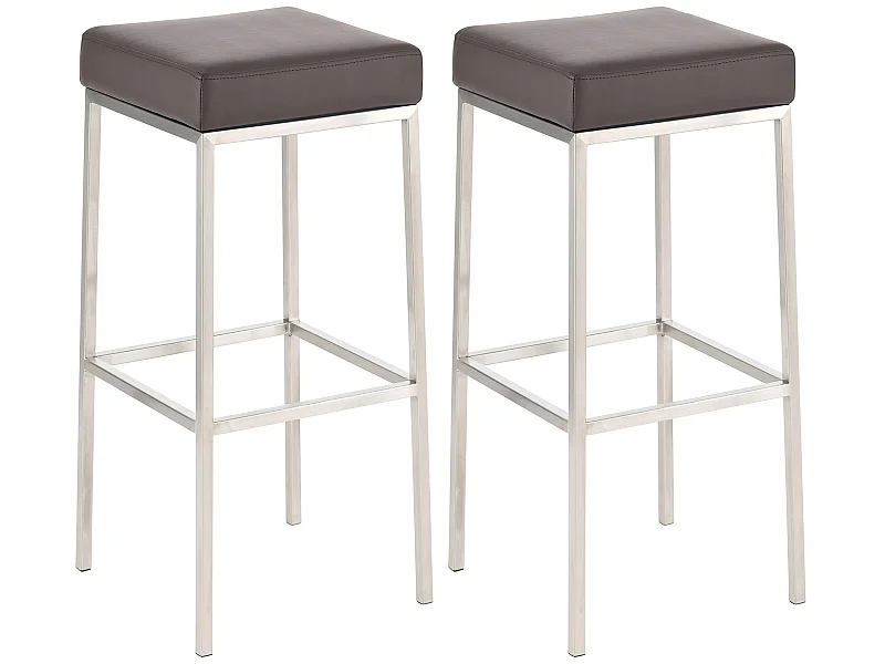 2er Set Barhocker - Kunstleder & edelstahl - braun - Montreal 85