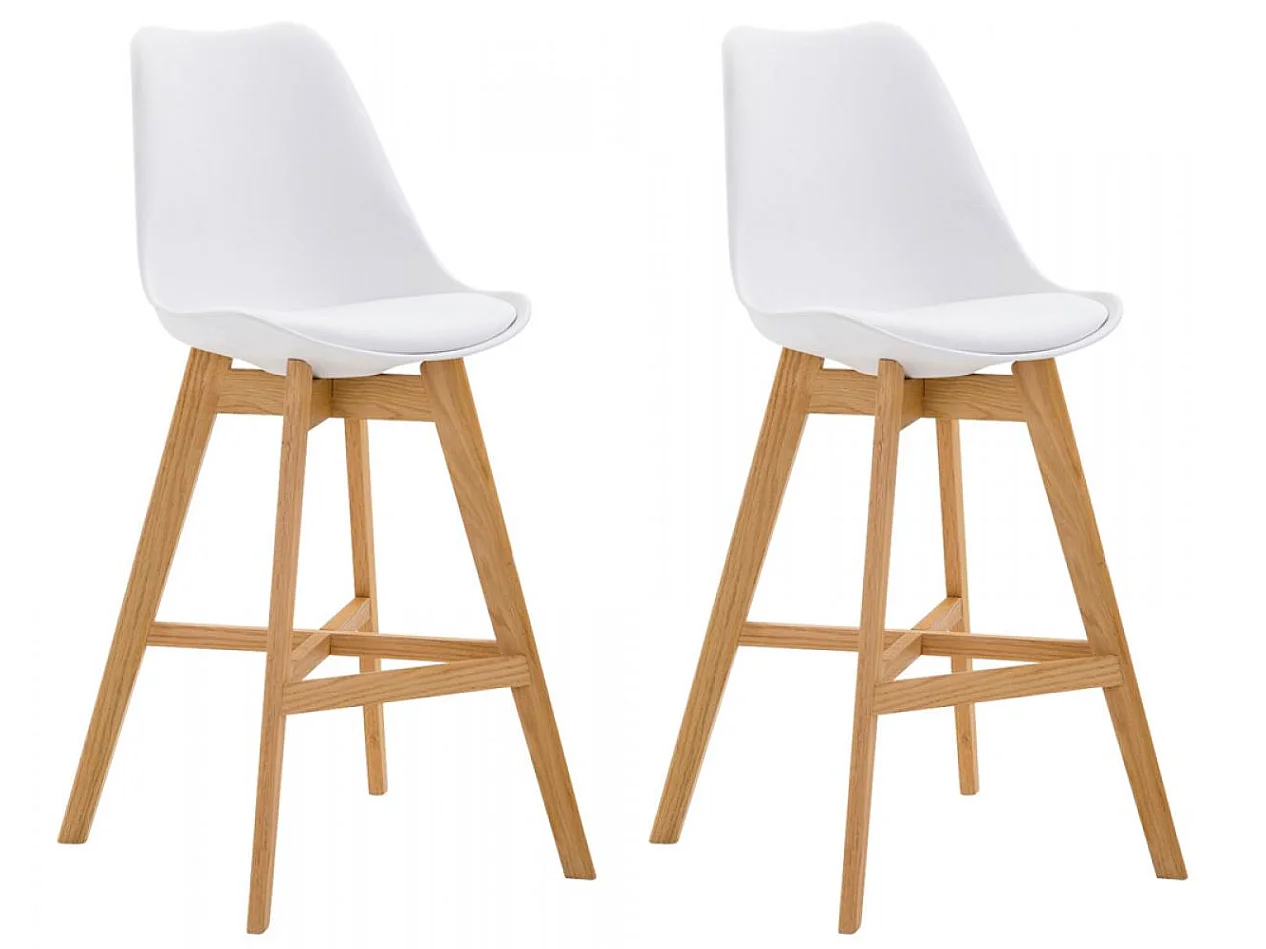 Lot de 2  Tabouret de bar - Plastique & Nature - Blanc - Cannes