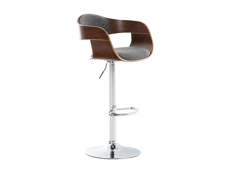 Tabouret de bar - Tissu - Noyer / Gris clair - Kingston