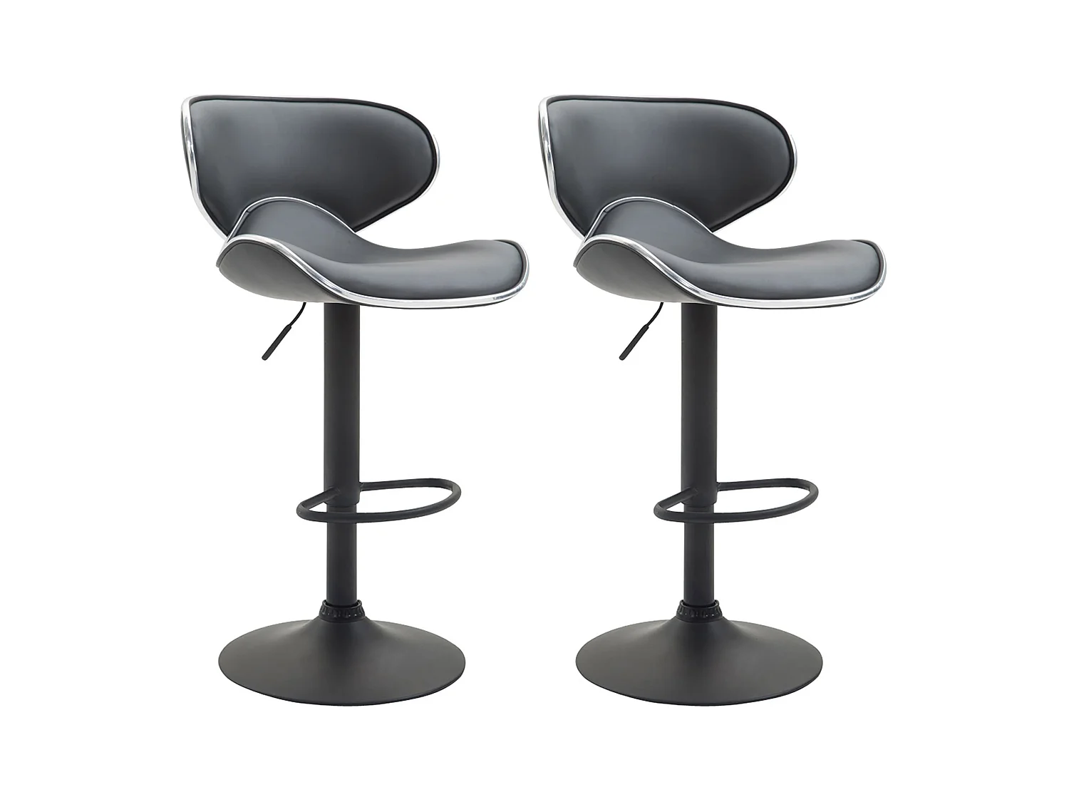 Lot de 2  Tabouret de bar - Similicuir & Noir - Gris - Las Vegas v2