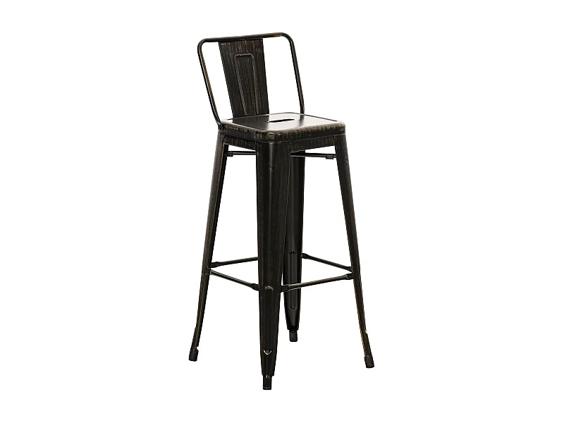 Tabouret de bar - Métal - Noir-Or - Mason