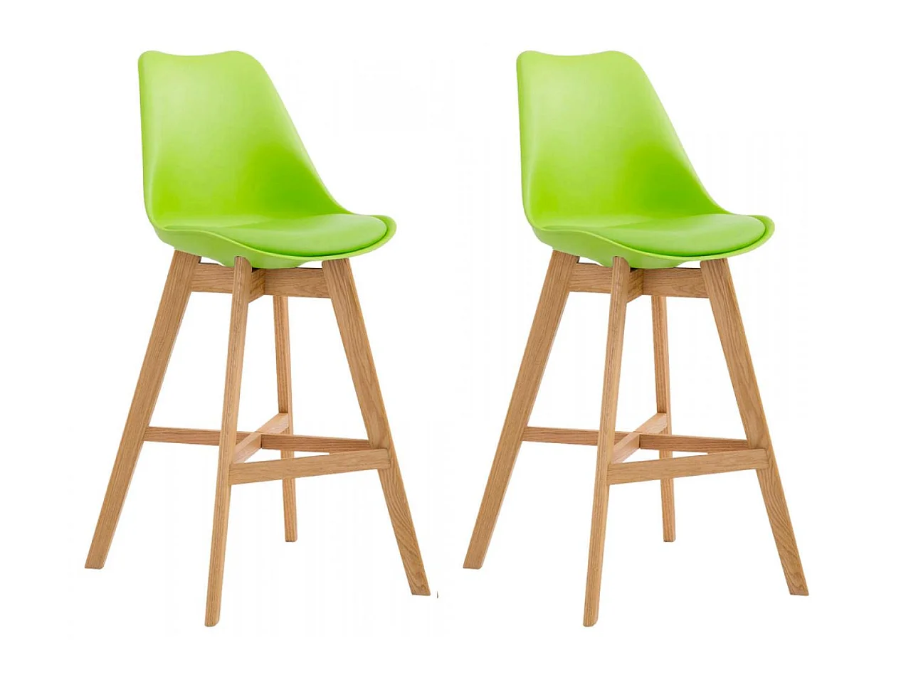 Lot de 2  Tabouret de bar - Plastique & Bois - Vert - Cannes