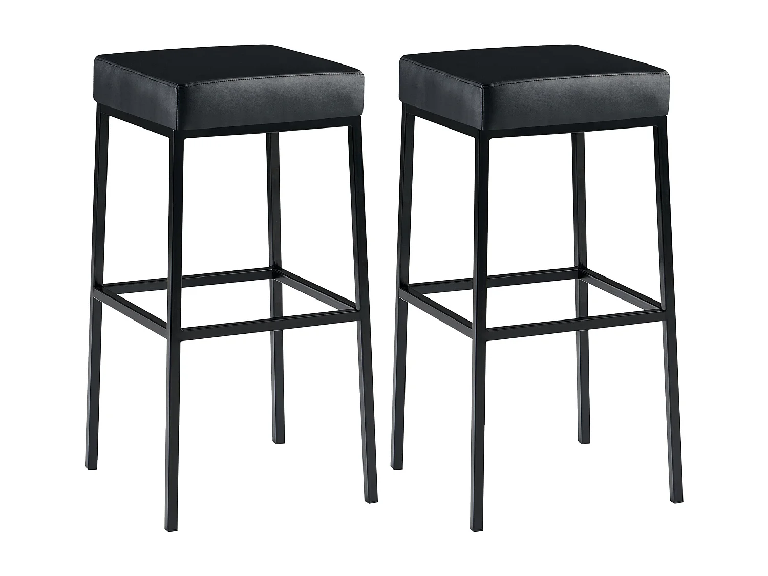 Lot de 2  Tabouret de bar - Similicuir & Noir - Noir - Montreal 80