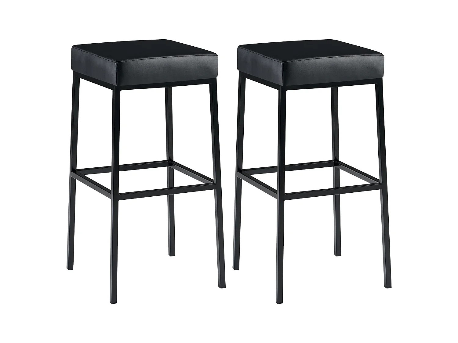 Lot de 2  Tabouret de bar - Similicuir & Noir - Noir - Montreal 80