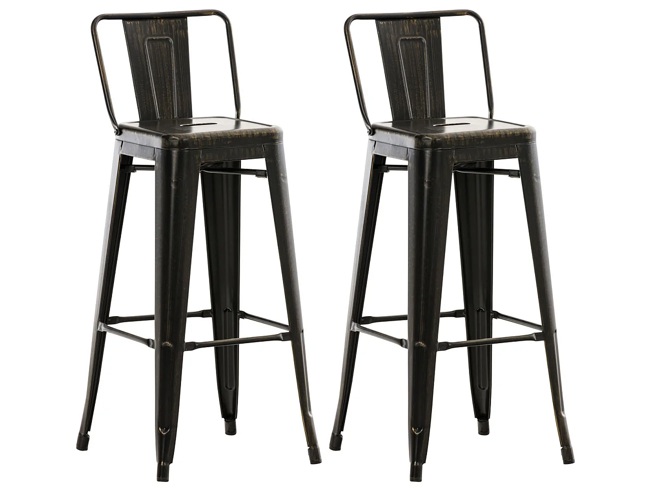 Lot de 2  Tabouret de bar - Métal & Métal - Noir-Or - Mason