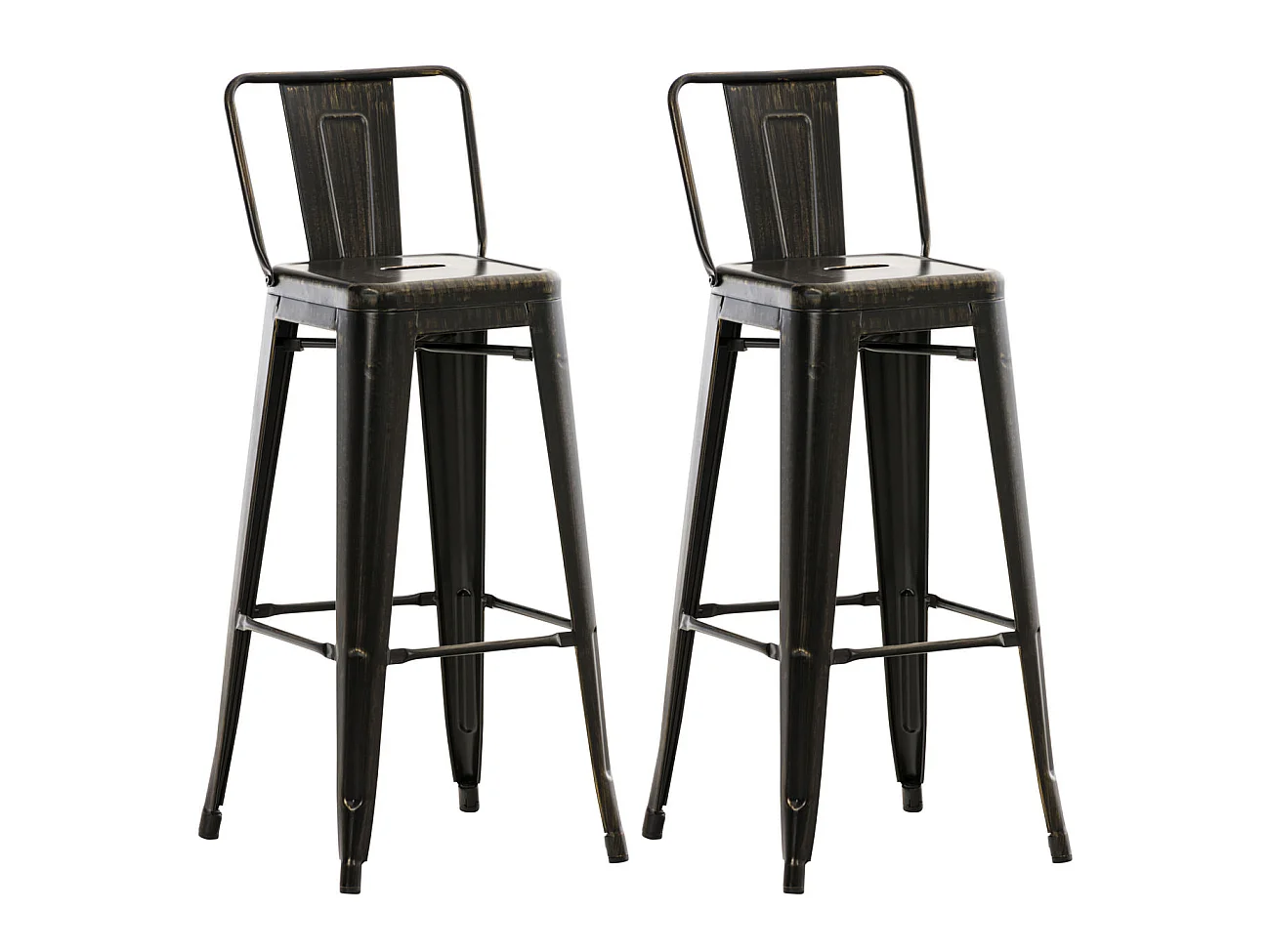 Lot de 2  Tabouret de bar - Métal & Métal - Noir-Or - Mason
