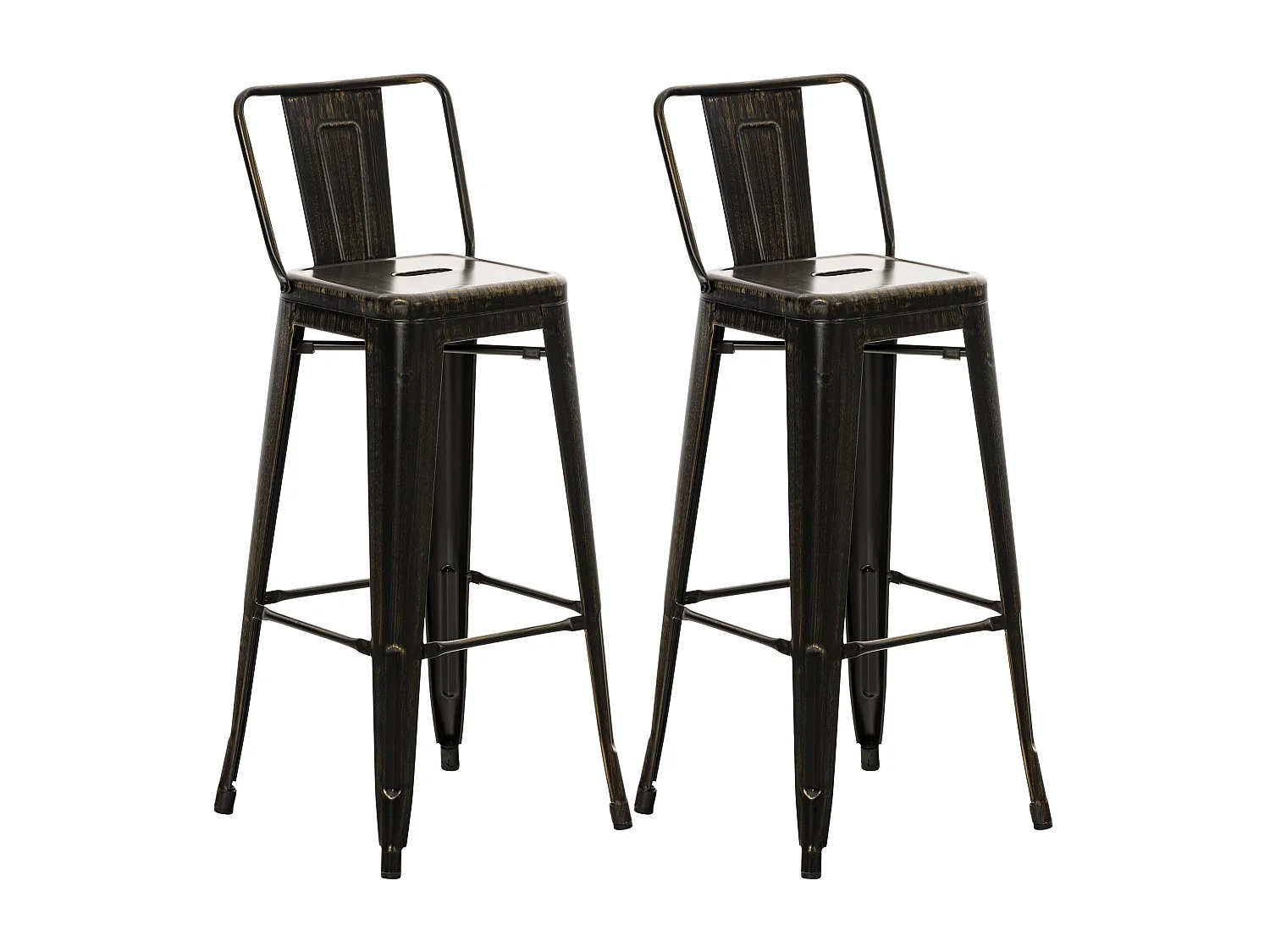 Lot de 2  Tabouret de bar - Métal - Noir-Or - Mason