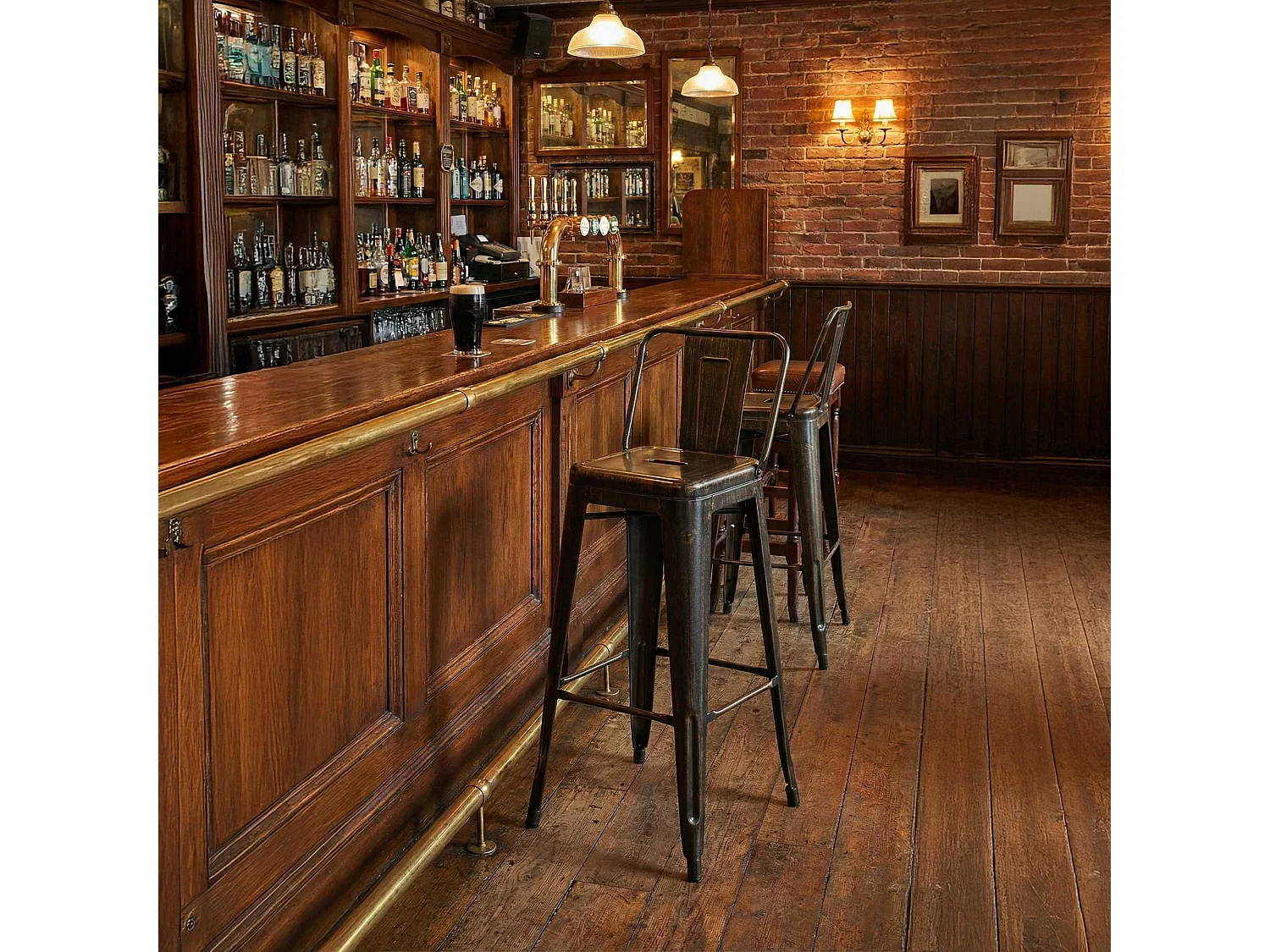 Lot de 2  Tabouret de bar - Métal - Noir-Or - Mason