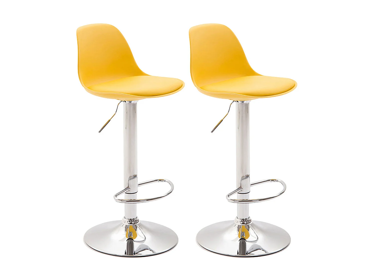 Lot de 2  Tabouret de bar - Similicuir & Métal - Jaune - Kiel