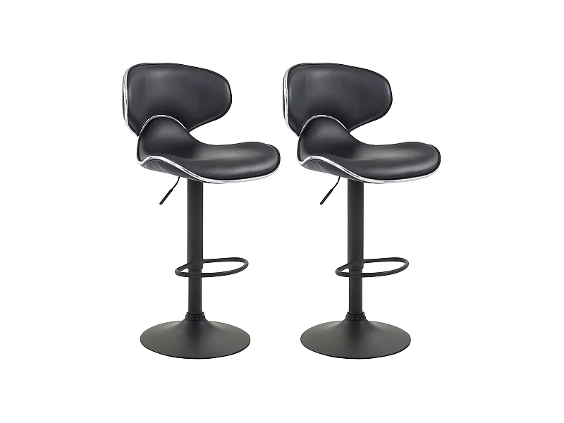 2er Set Barhocker - Kunstleder & schwarz - schwarz - Las Vegas v2
