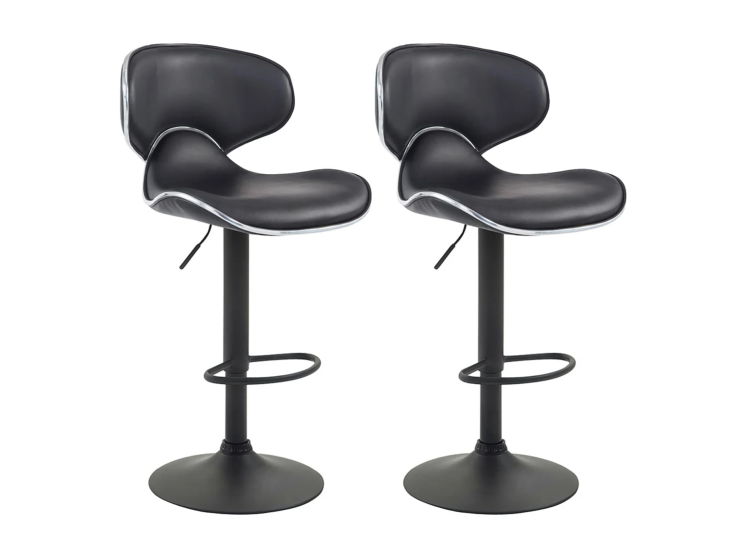 Lot de 2  Tabouret de bar - Similicuir & Noir - Noir - Las Vegas v2