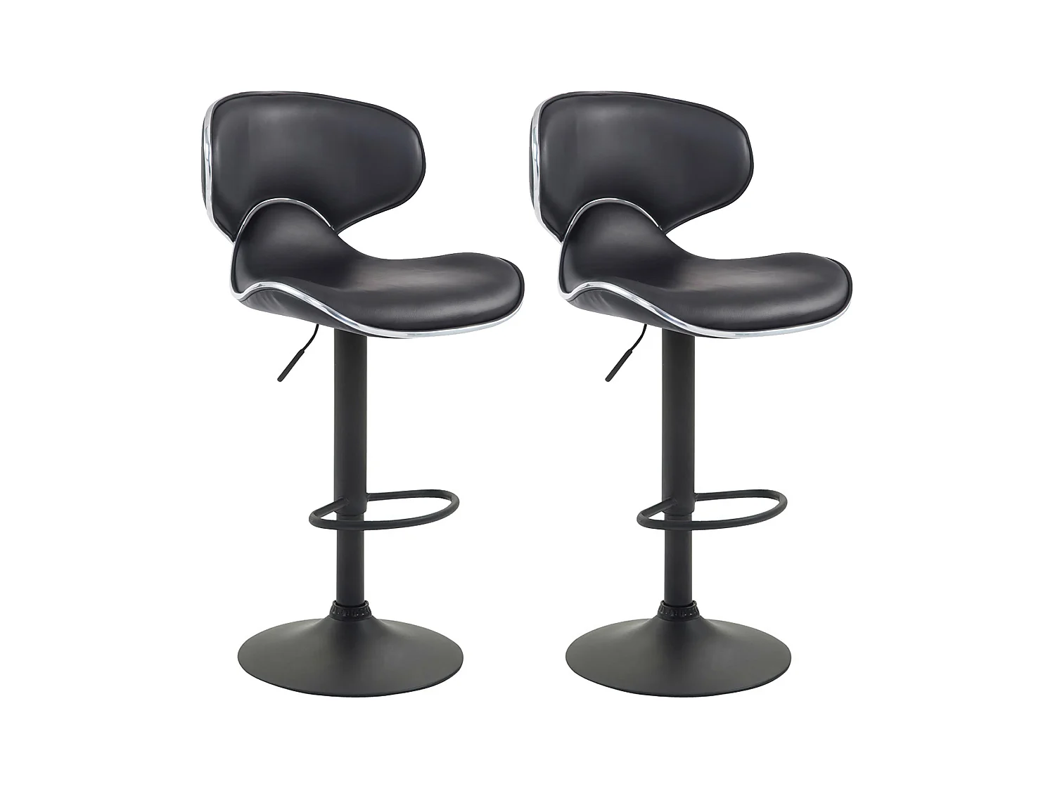 Lot de 2  Tabouret de bar - Similicuir & Noir - Noir - Las Vegas v2