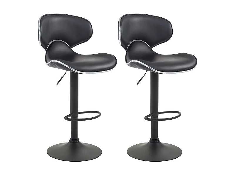 Lot de 2  Tabouret de bar - Similicuir & Noir - Noir - Las Vegas v2
