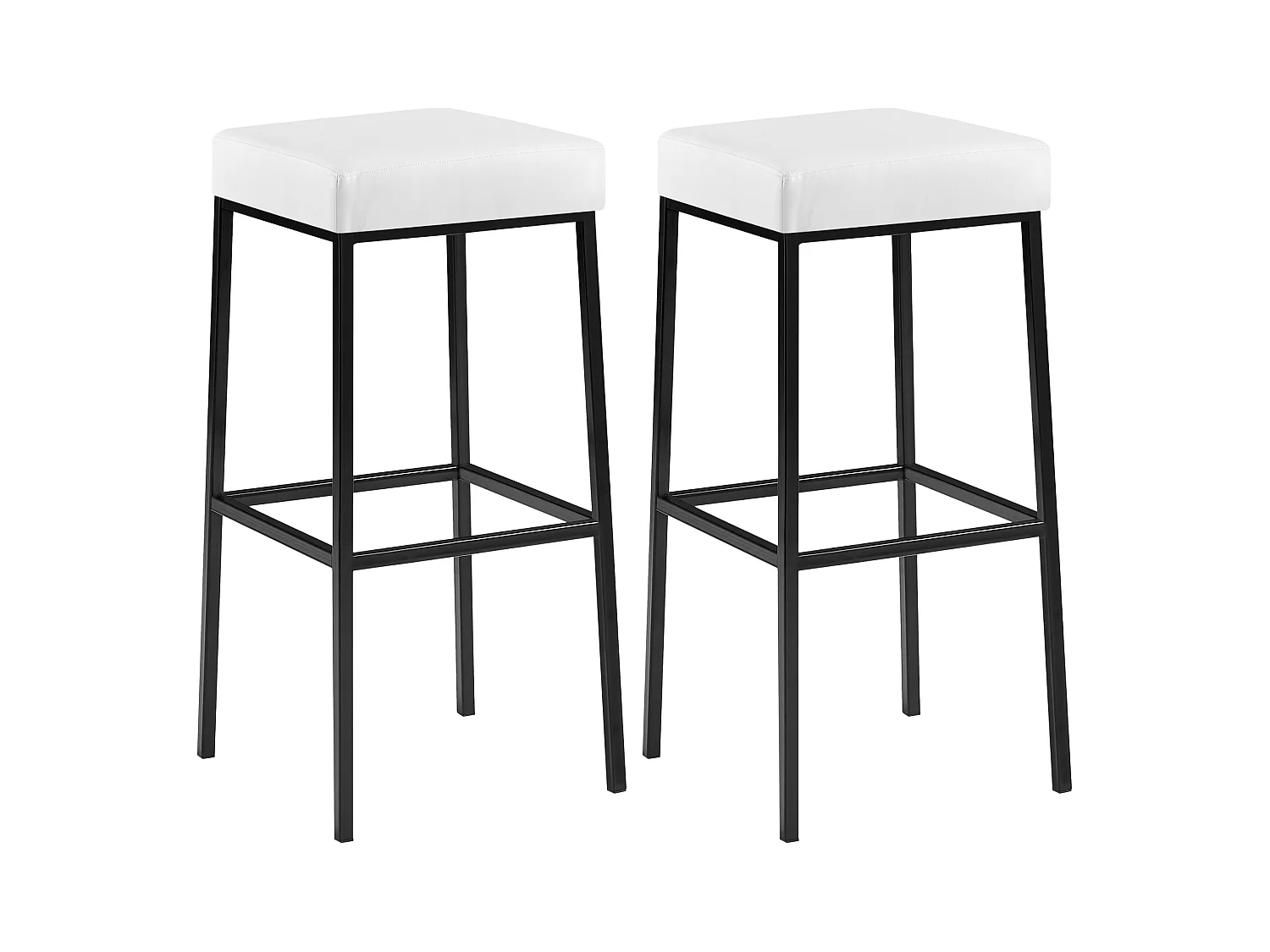 Lot de 2  Tabouret de bar - Similicuir & Noir - Blanc - Montreal 85