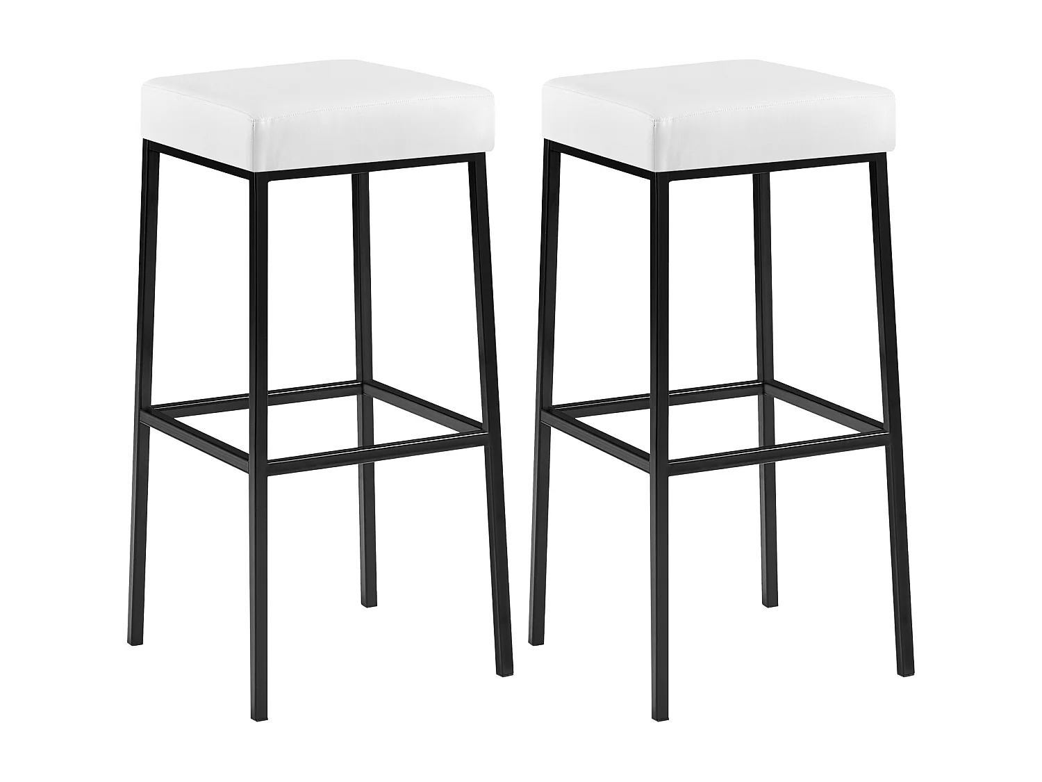Lot de 2  Tabouret de bar - Similicuir & Noir - Blanc - Montreal 85