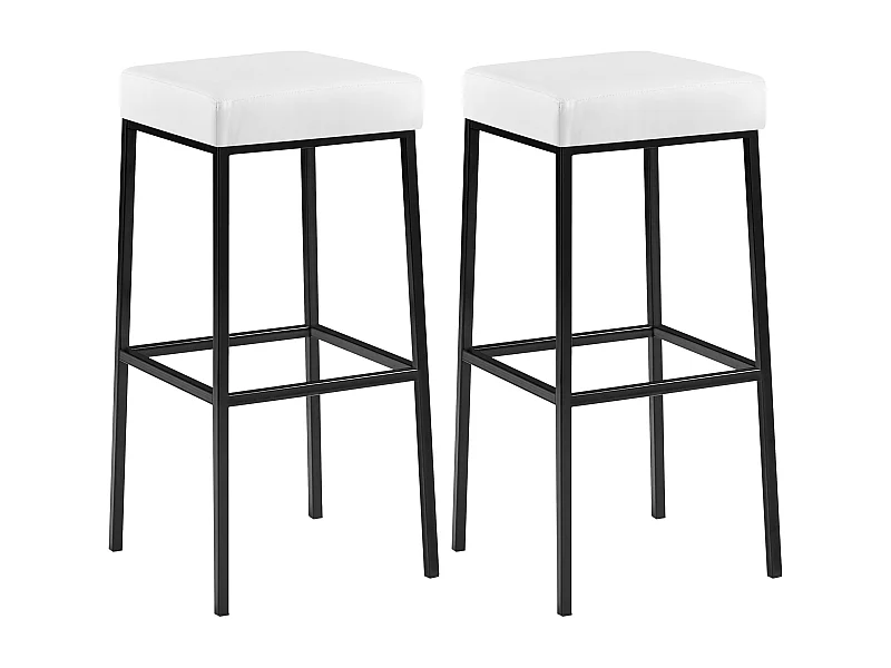 2er Set Barhocker - Kunstleder & schwarz - weiß - Montreal 85