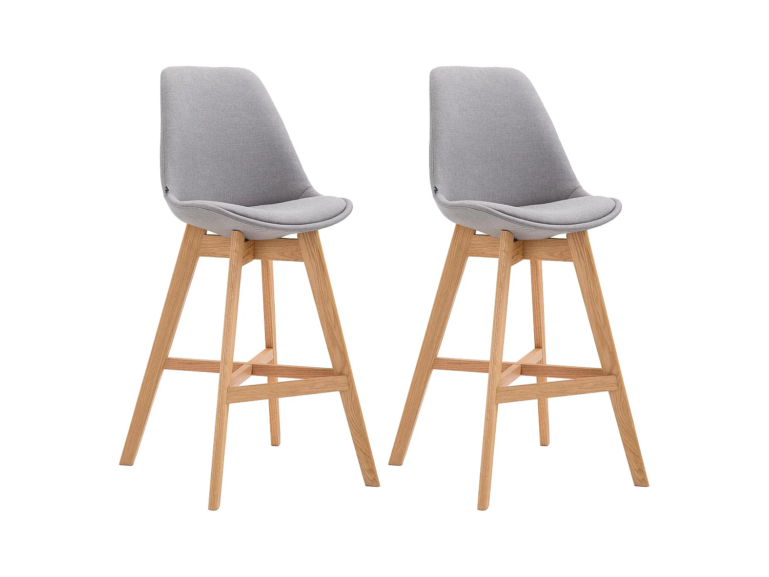 Lot de 2  Tabouret de bar - Tissu & Bois - Gris - Cannes