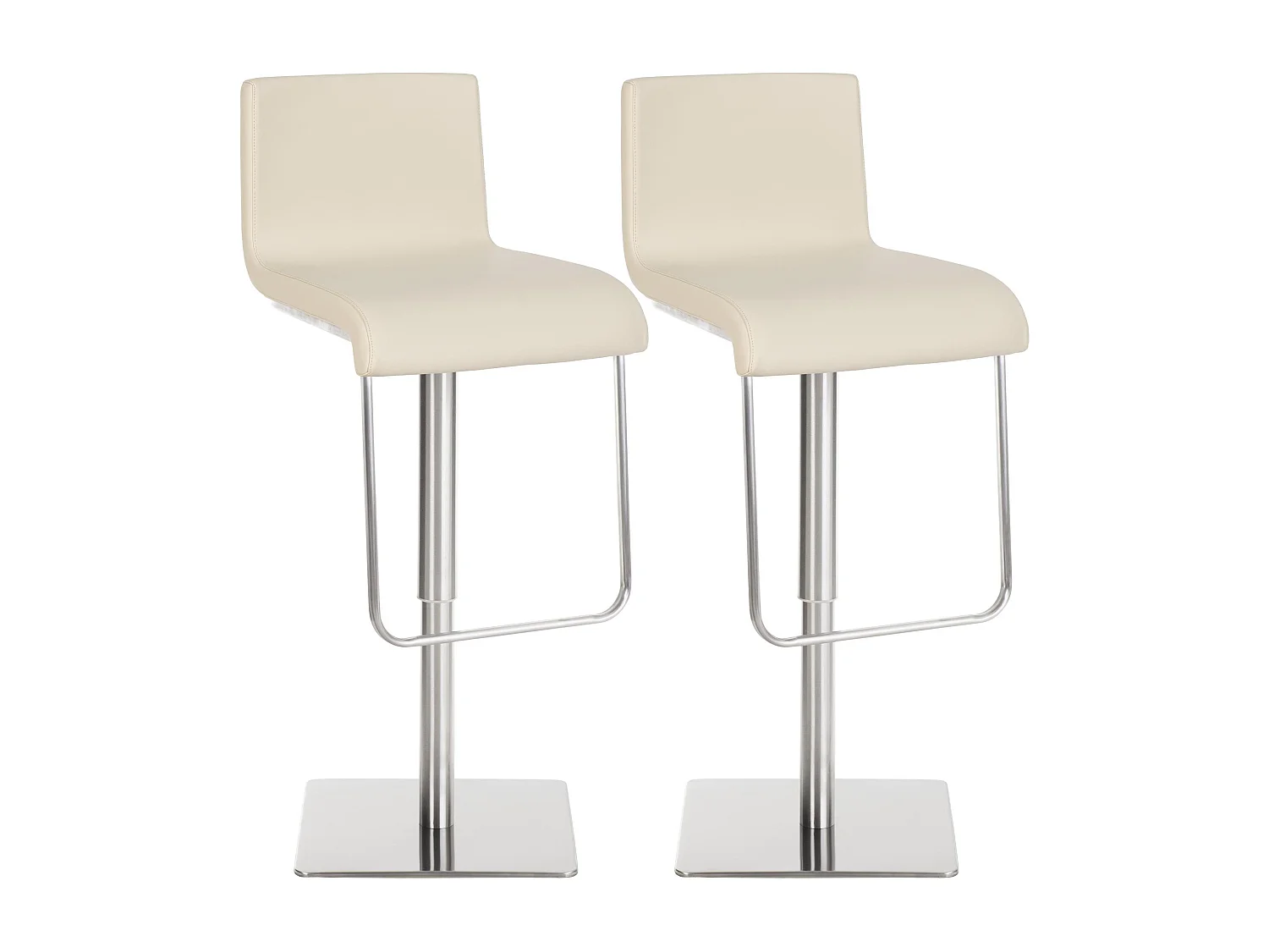 Lot de 2  Tabouret de bar - Similicuir & Acier inoxydable - Crème - Limon