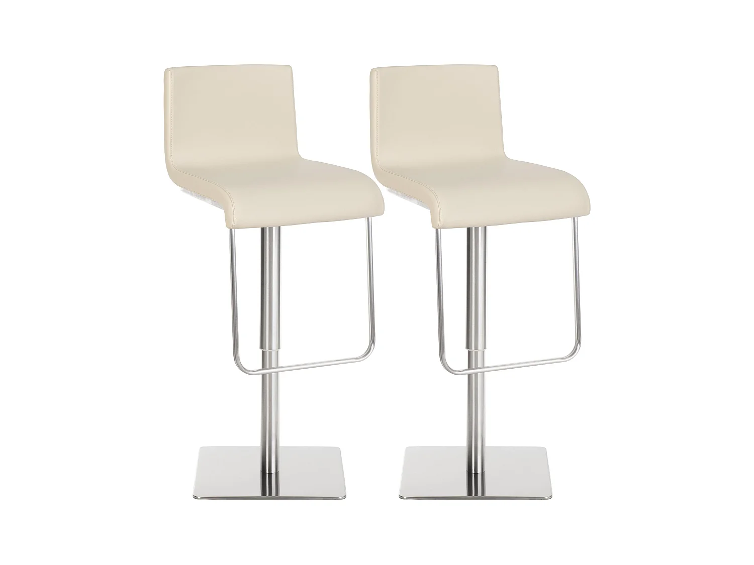 Lot de 2  Tabouret de bar - Similicuir & Acier inoxydable - Crème - Limon