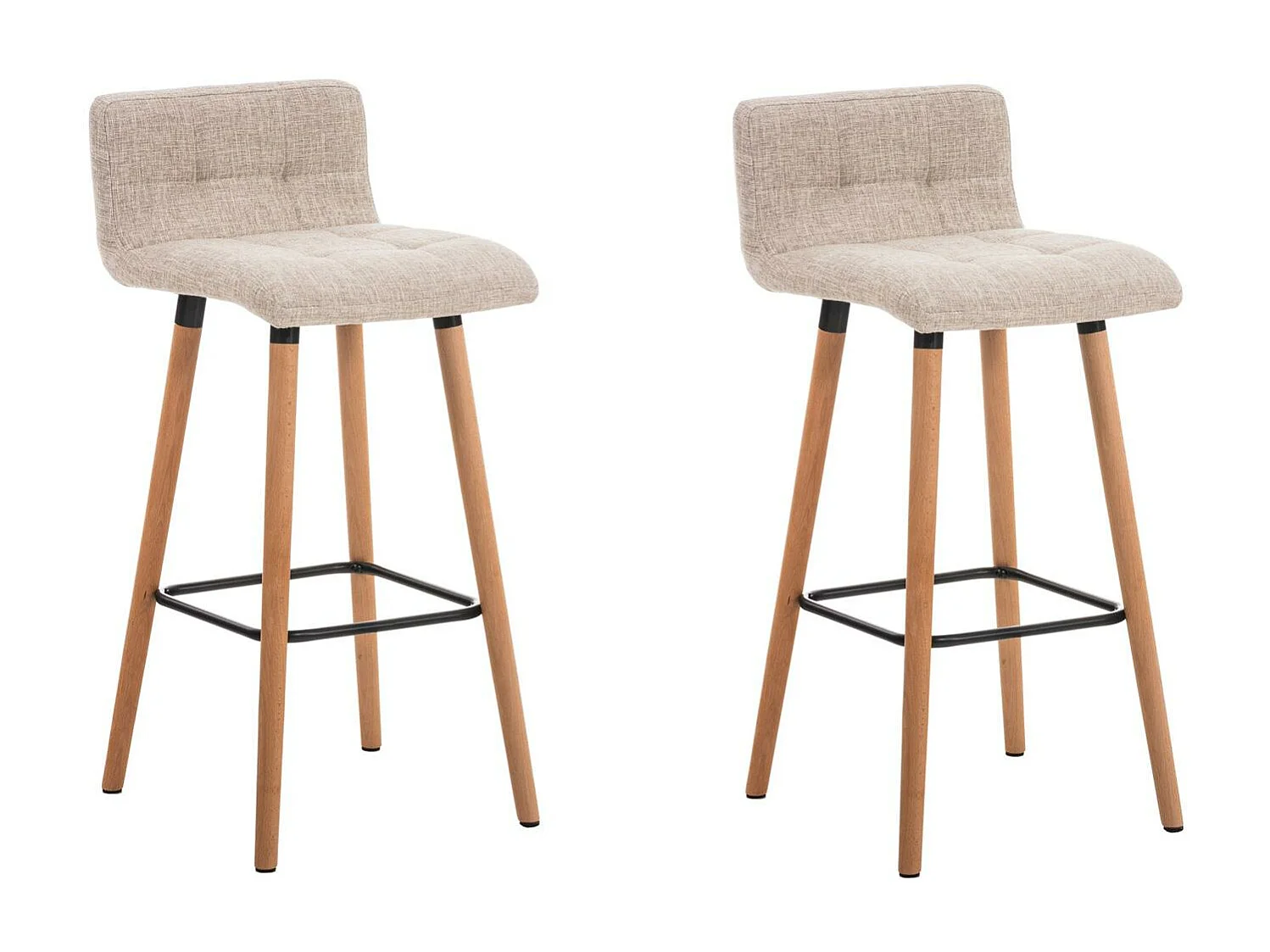 Lot de 2  Tabouret de bar - Tissu & Nature - Crème - Lincoln