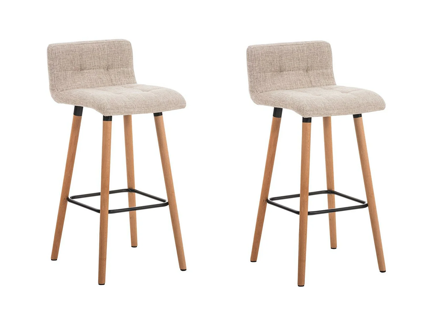 Lot de 2  Tabouret de bar - Tissu & Nature - Crème - Lincoln