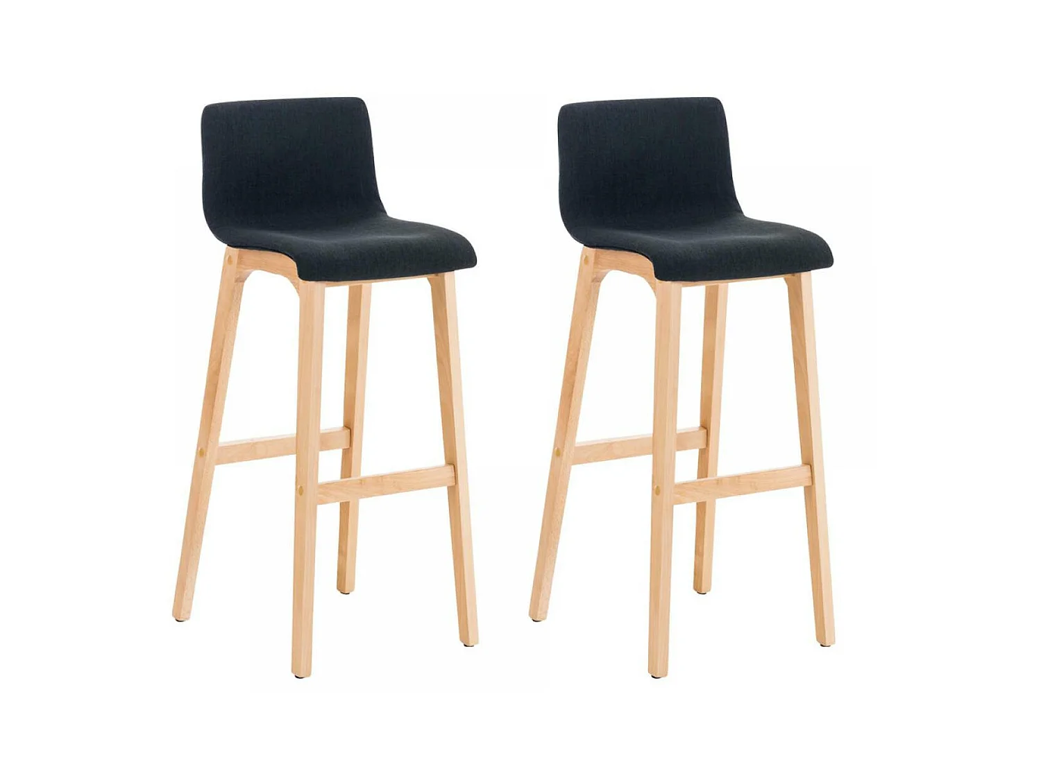 Lot de 2  Tabouret de bar - Tissu & Bois - Noir - Hover
