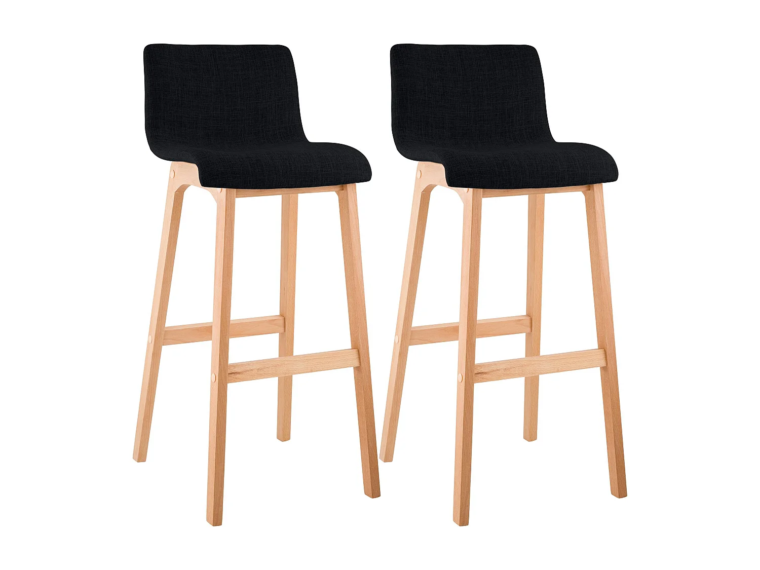 Lot de 2  Tabouret de bar - Tissu - Noir - Hover