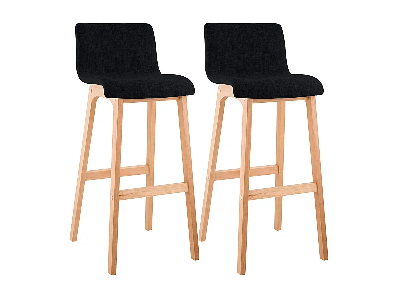 Lot de 2  Tabouret de bar - Tissu - Noir - Hover