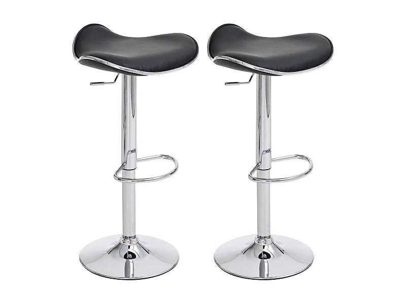 Lot de 2  Tabouret de bar - Similicuir & Acier inoxydable - Noir - Shanghai