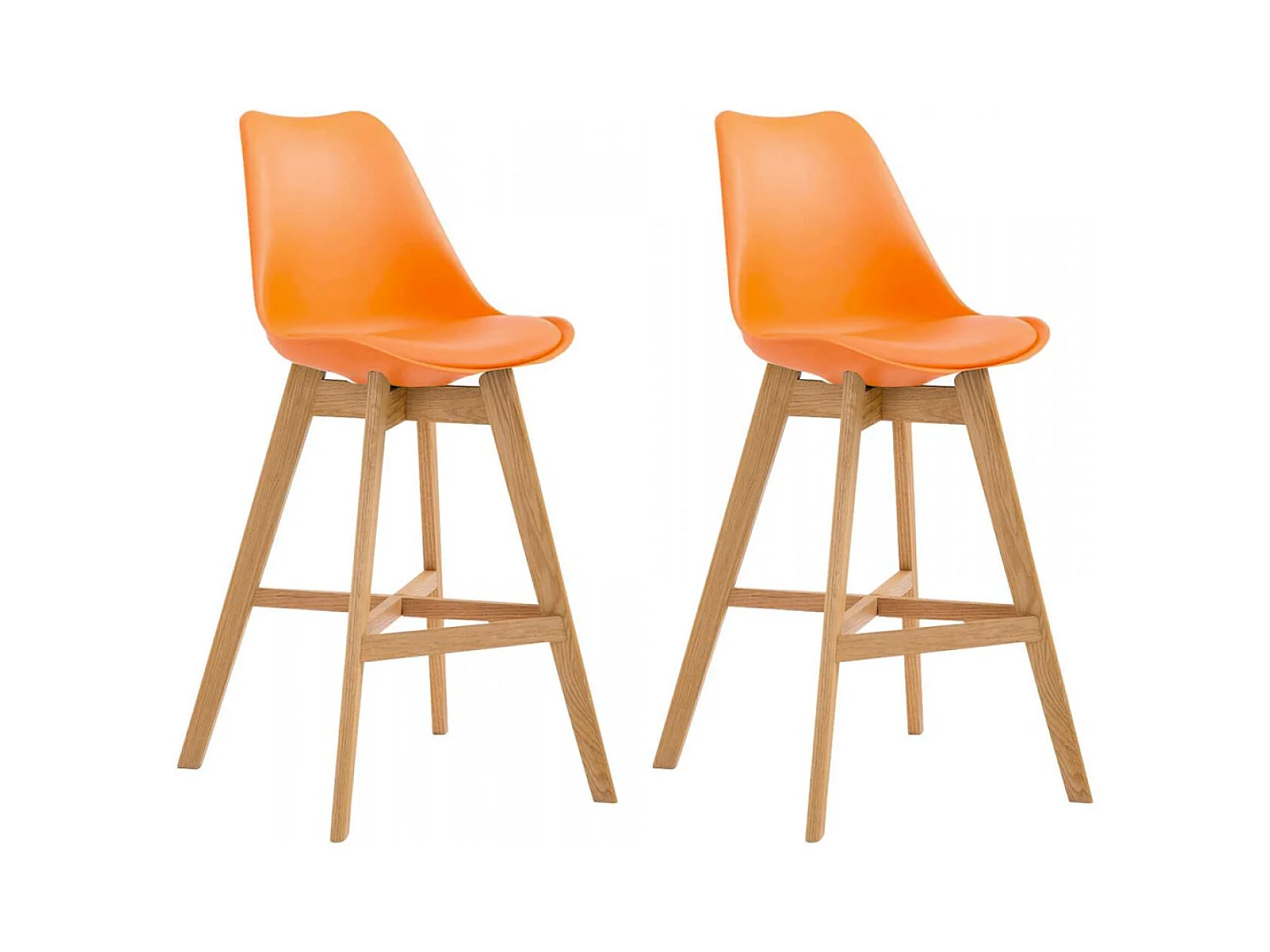 Lot de 2  Tabouret de bar - Plastique & Nature - Orange - Cannes