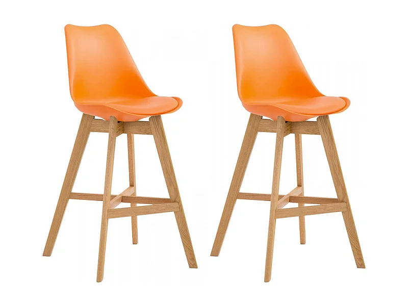 Lot de 2  Tabouret de bar - Plastique & Nature - Orange - Cannes