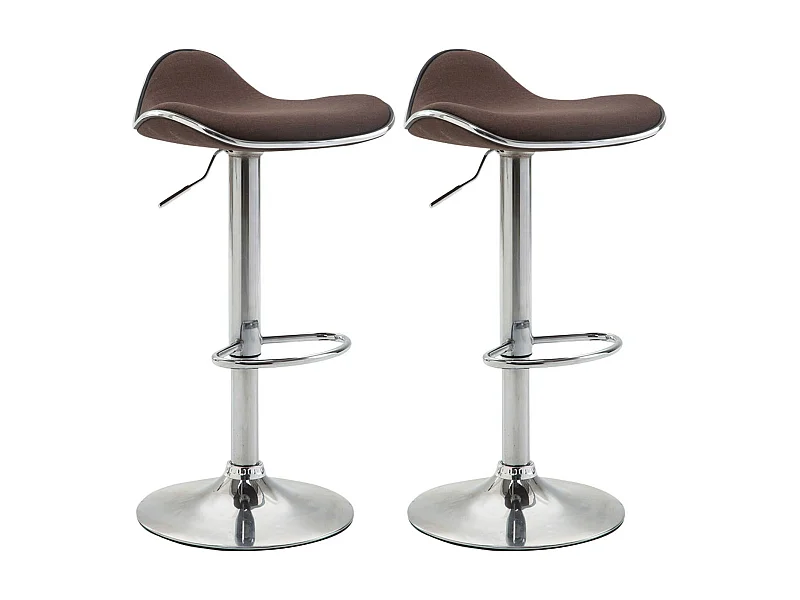 Lot de 2  Tabouret de bar - Tissu & Métal chromé - Marron - Shanghai