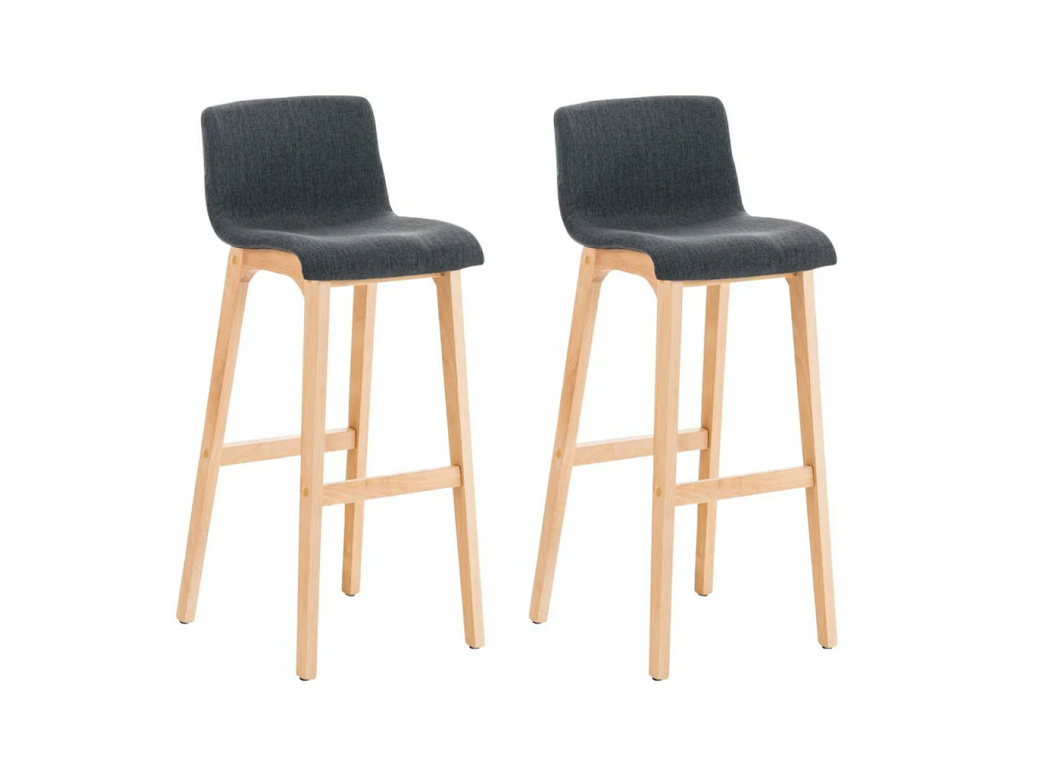 Lot de 2  Tabouret de bar - Tissu & Bois - Gris foncé - Hover