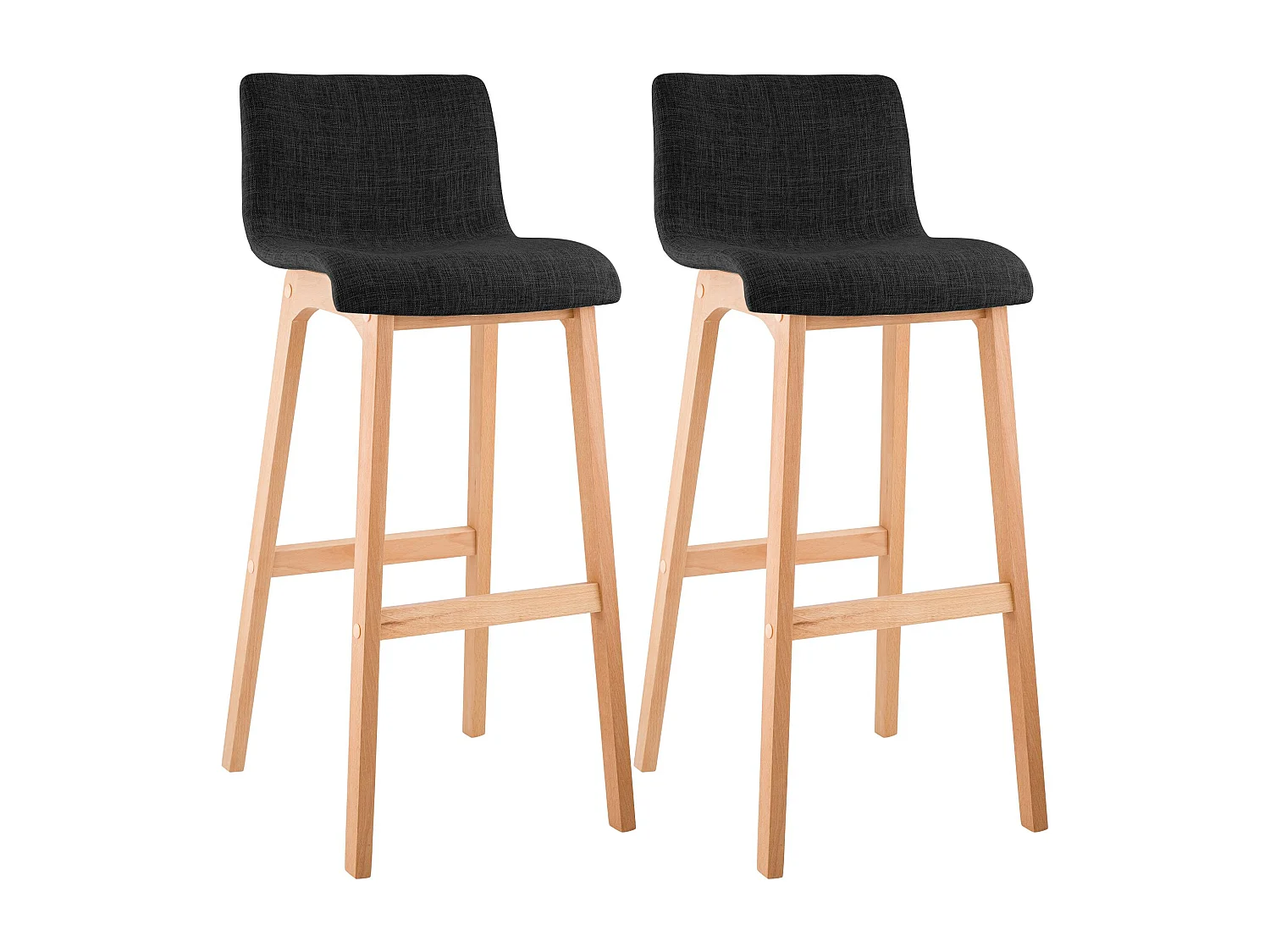 Lot de 2  Tabouret de bar - Tissu - Gris foncé - Hover