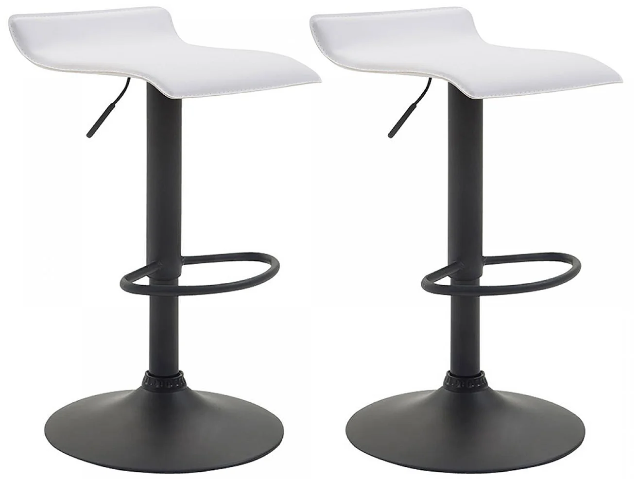 Lot de 2  Tabouret de bar - Similicuir & Métal - Blanc - Dyn V2