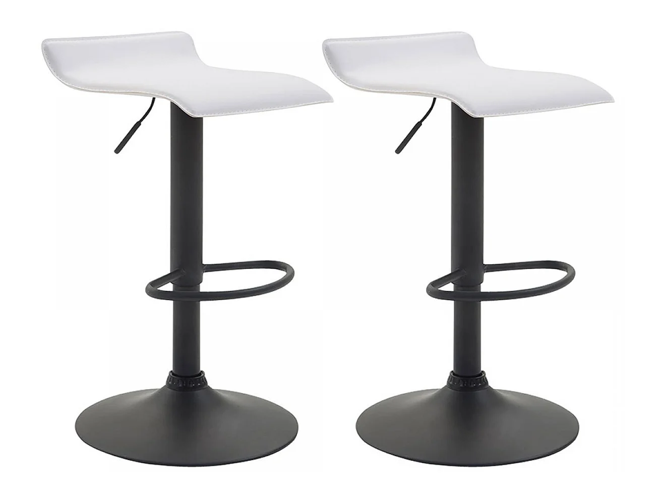 Lot de 2  Tabouret de bar - Similicuir & Métal - Blanc - Dyn V2
