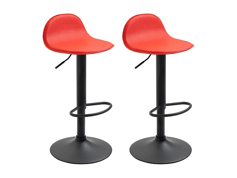Lot de 2  Tabouret de bar - Similicuir & Métal - Rouge - Lana V2