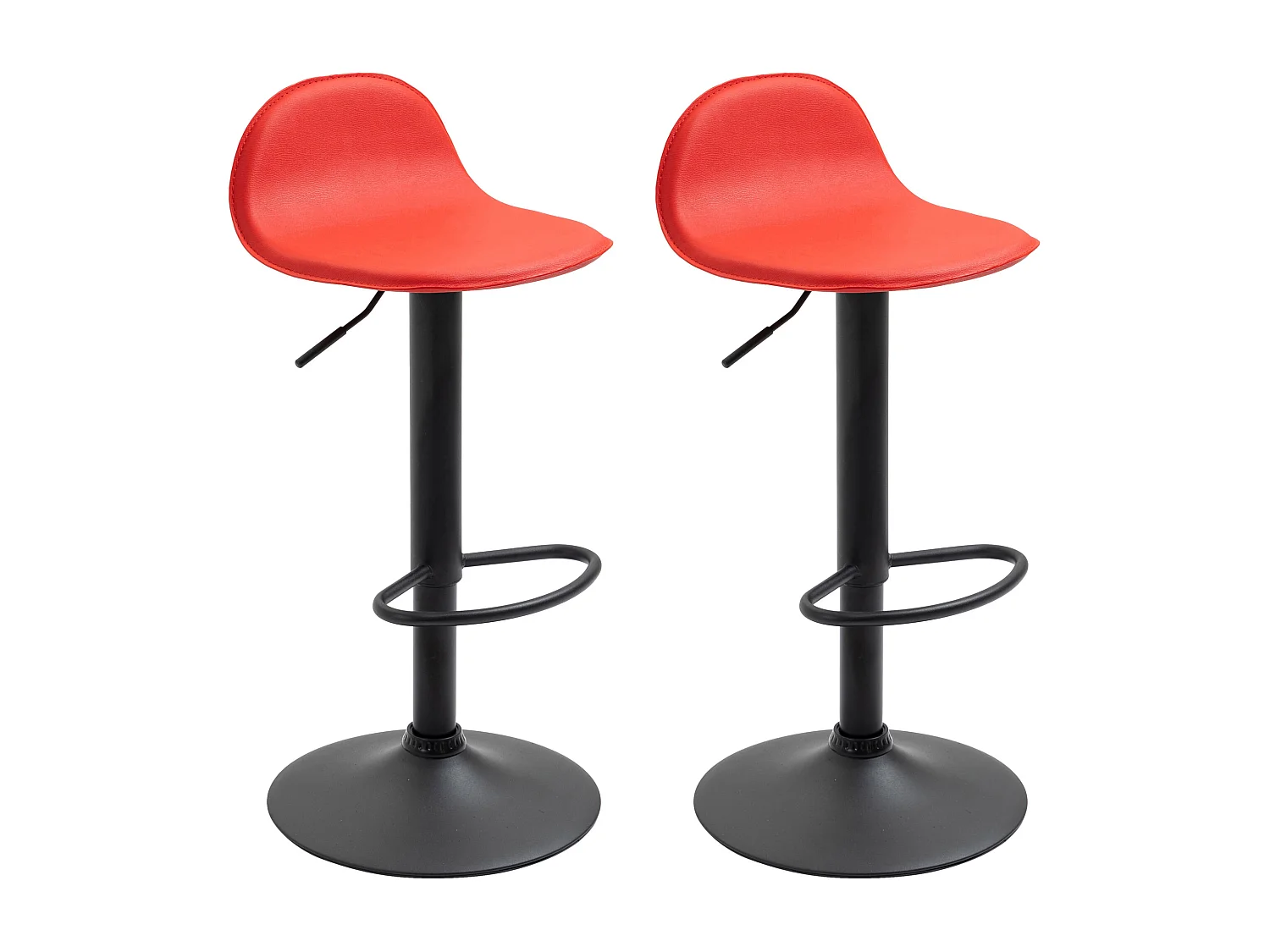 Lot de 2  Tabouret de bar - Similicuir & Métal - Rouge - Lana V2