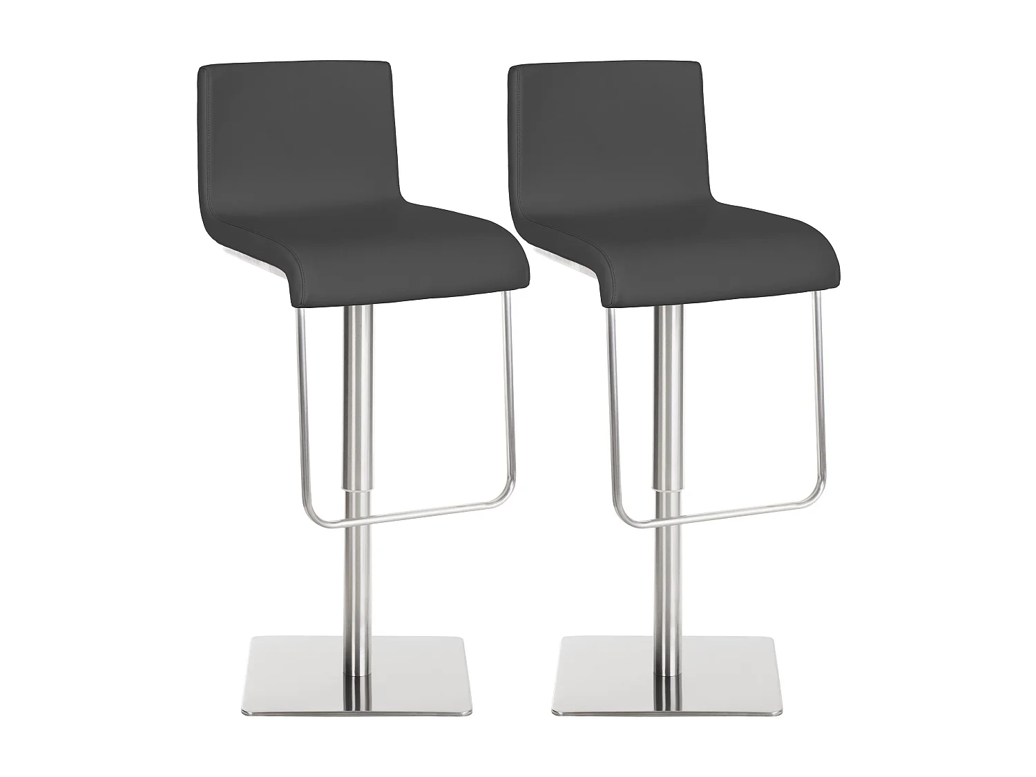 Lot de 2  Tabouret de bar - Similicuir & Acier inoxydable - Gris - Limon