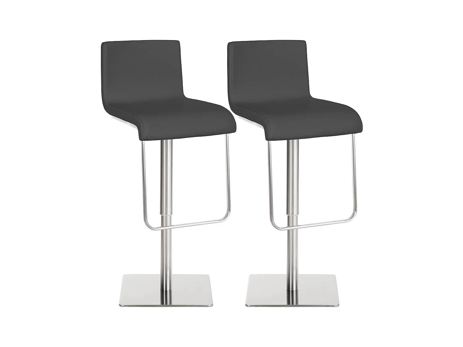 Lot de 2  Tabouret de bar - Similicuir & Acier inoxydable - Gris - Limon