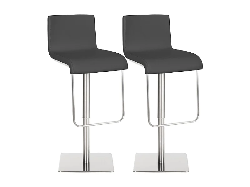 Lot de 2  Tabouret de bar - Similicuir & Acier inoxydable - Gris - Limon