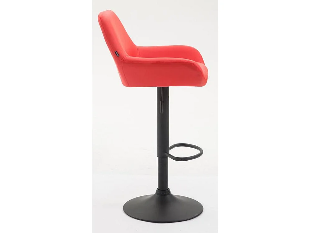 Lot de 2  Tabouret de bar - Similicuir (PVC) & Métal noir mat - Rouge - Braga