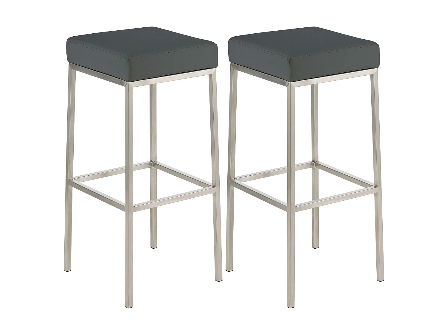 Lot de 2  Tabouret de bar - Similicuir & Acier inoxydable - Gris - Montreal 85