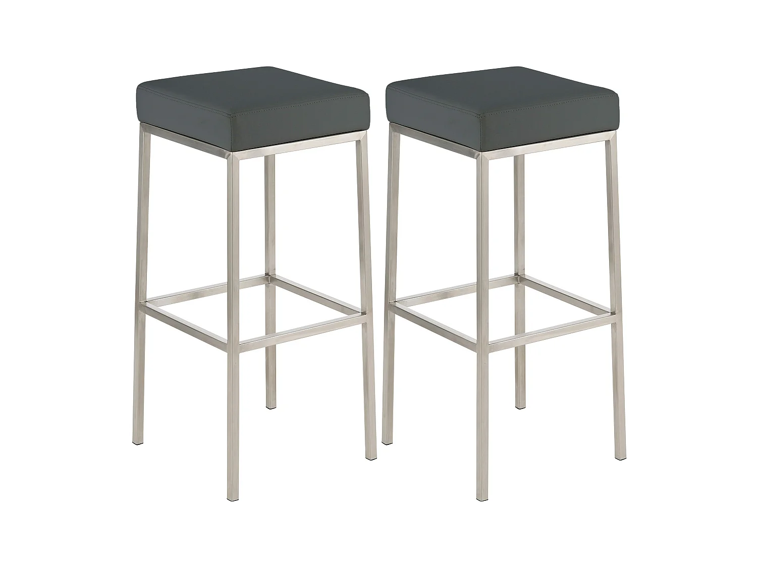 Lot de 2  Tabouret de bar - Similicuir & Acier inoxydable - Gris - Montreal 85