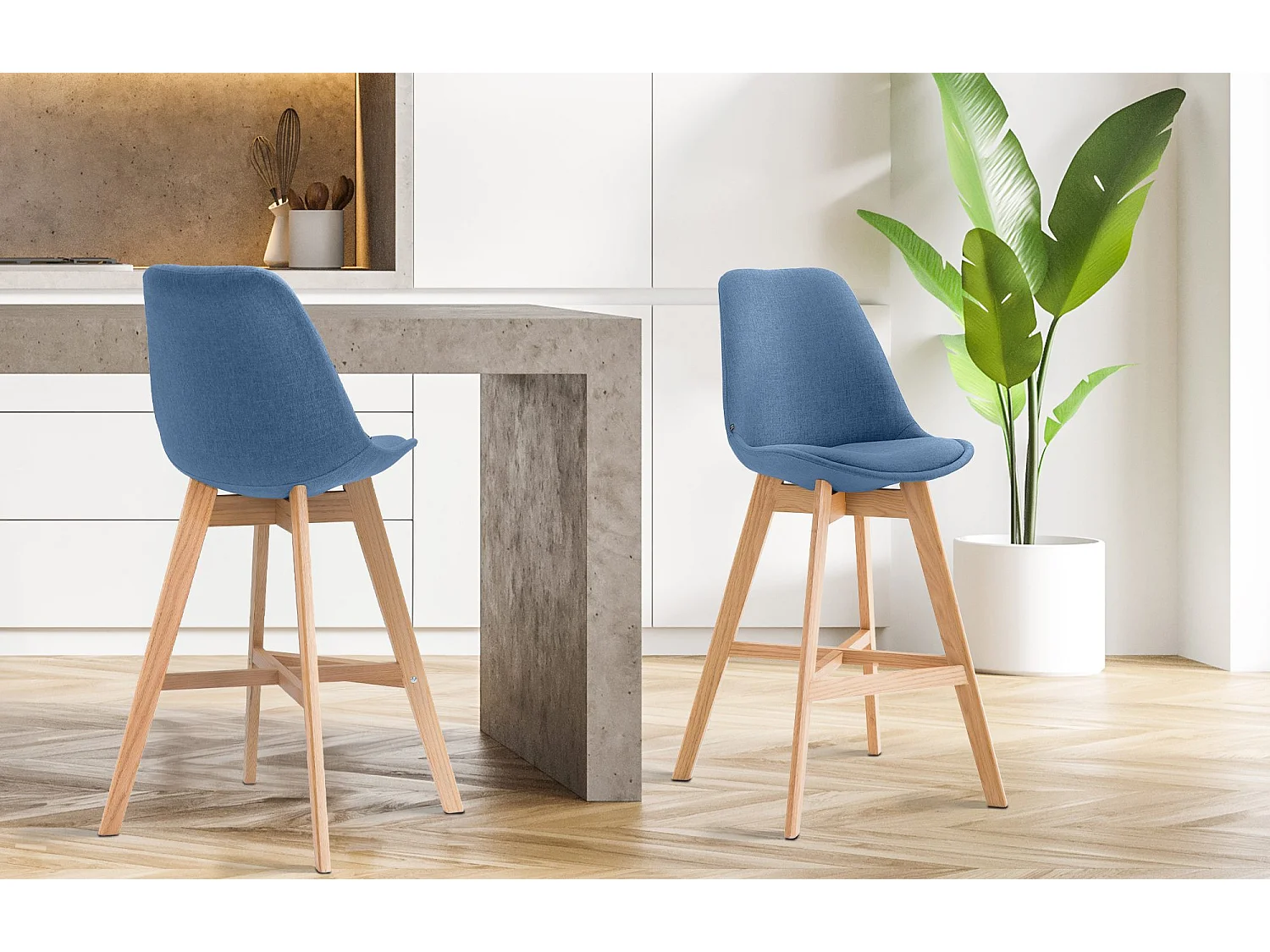 Lot de 2  Tabouret de bar - Tissu & Nature - Bleu - Cannes
