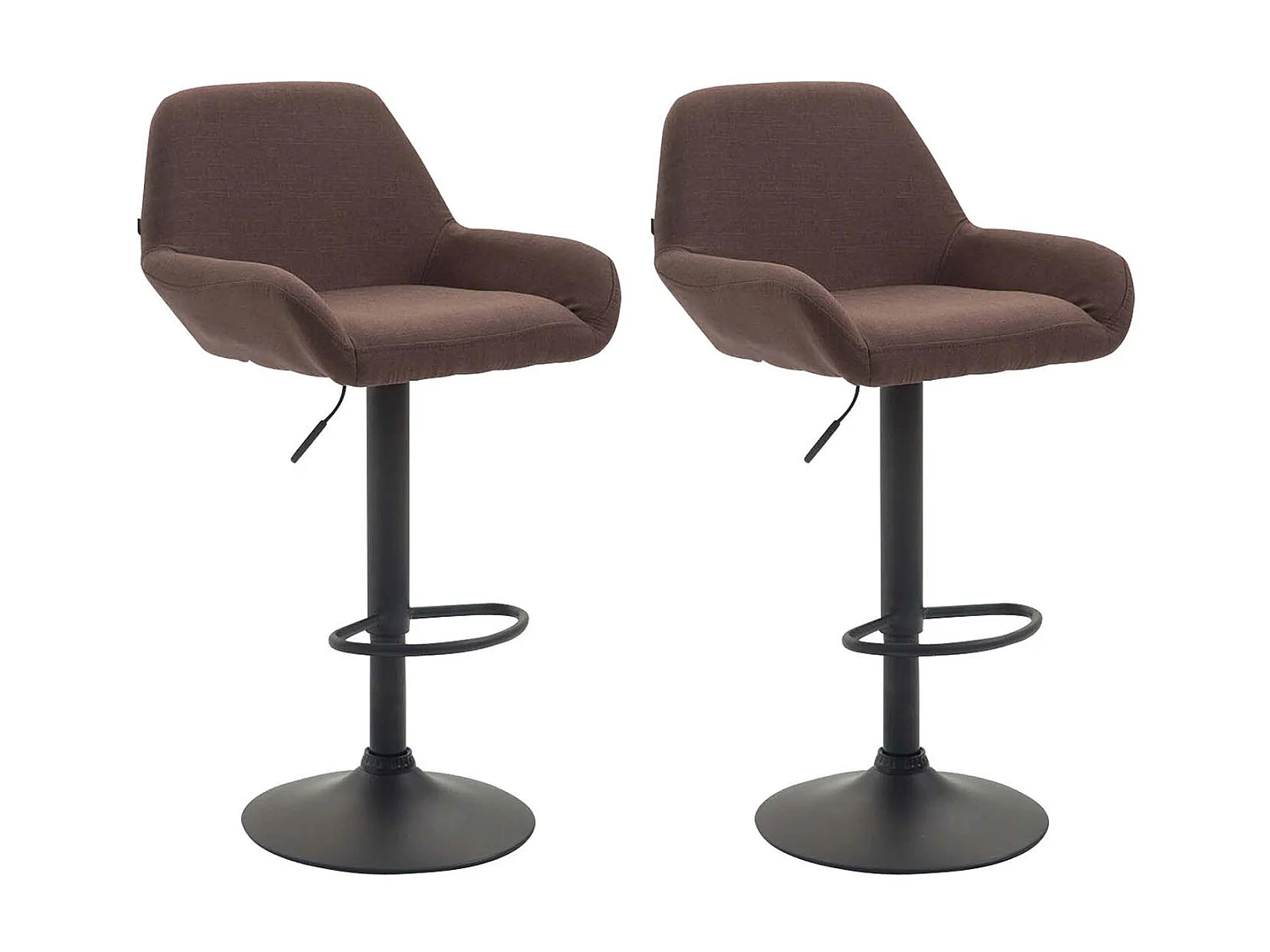 Lot de 2  Tabouret de bar - Tissu & Métal chromé - Marron - Braga