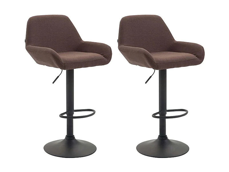 Lot de 2  Tabouret de bar - Tissu & Métal chromé - Marron - Braga