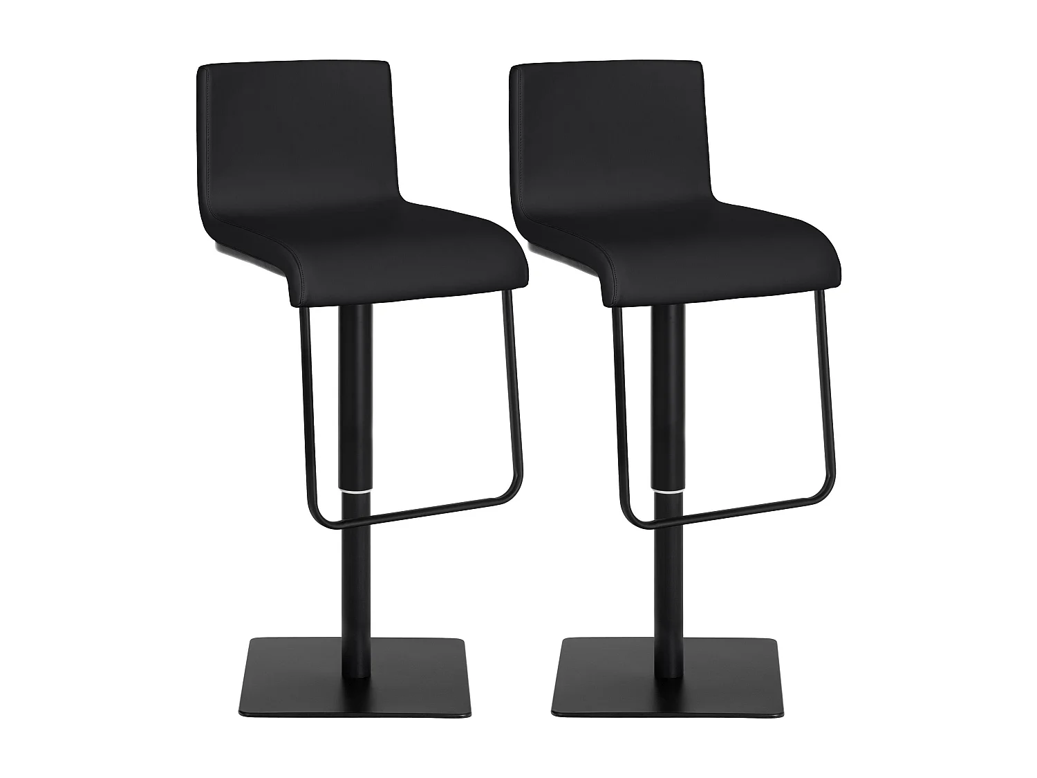 Lot de 2  Tabouret de bar - Similicuir & Noir - Noir - Limon