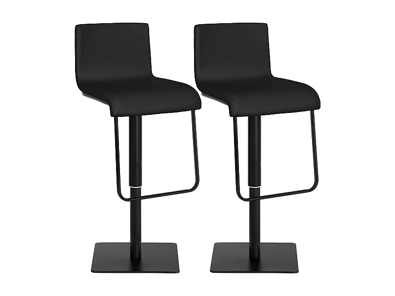 Lot de 2  Tabouret de bar - Similicuir & Noir - Noir - Limon