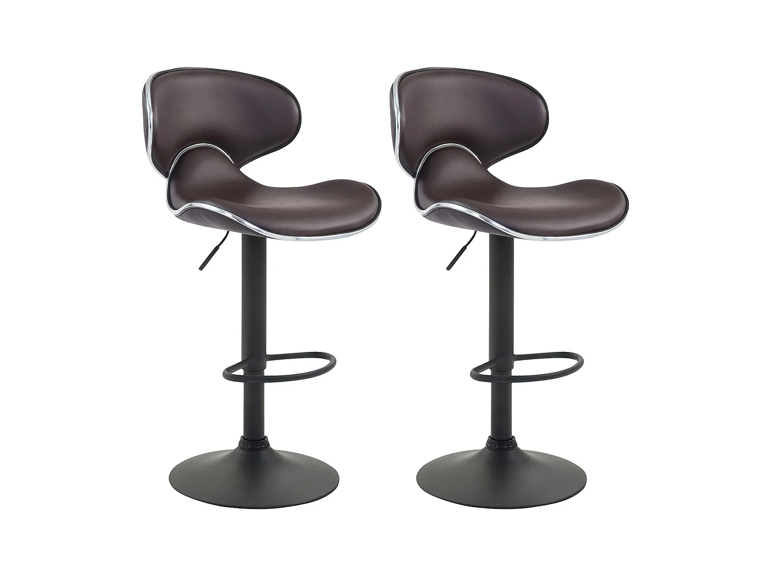 Lot de 2  Tabouret de bar - Similicuir & Noir - Marron - Las Vegas v2